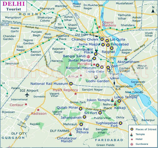 Delhi touristique carte